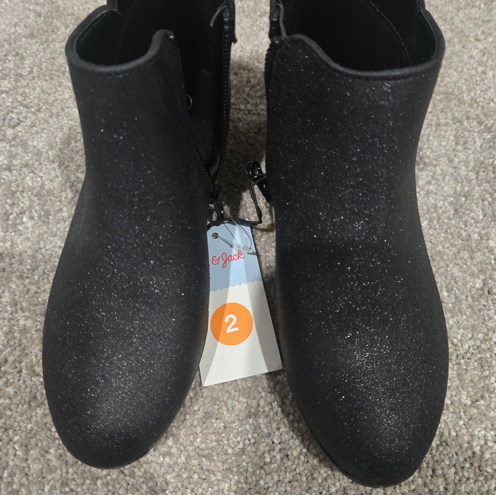 Cat & Jack Sparkly Black Ankle Booties